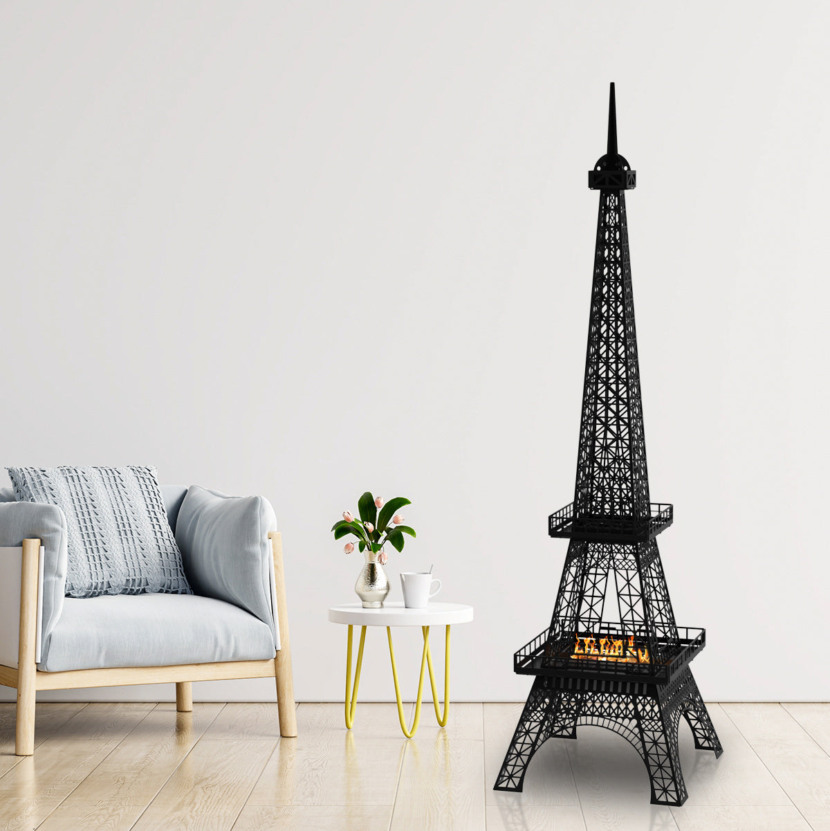 Paris Eyfel Kulesi Bacasız Şömine Metal 140CM