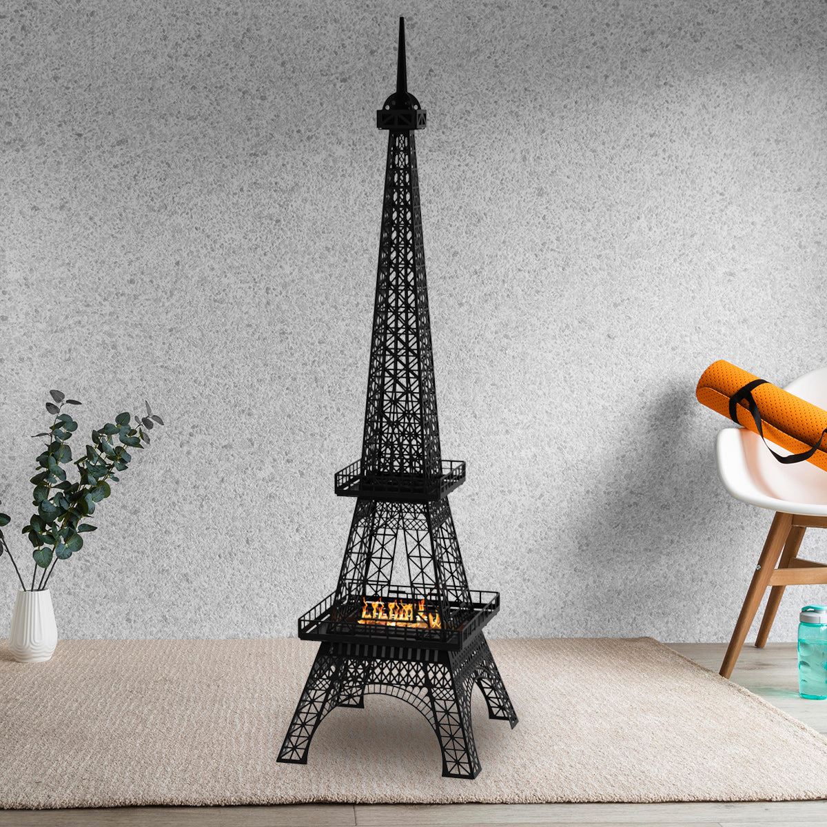Paris Eyfel Kulesi Bacasız Şömine Metal 140CM