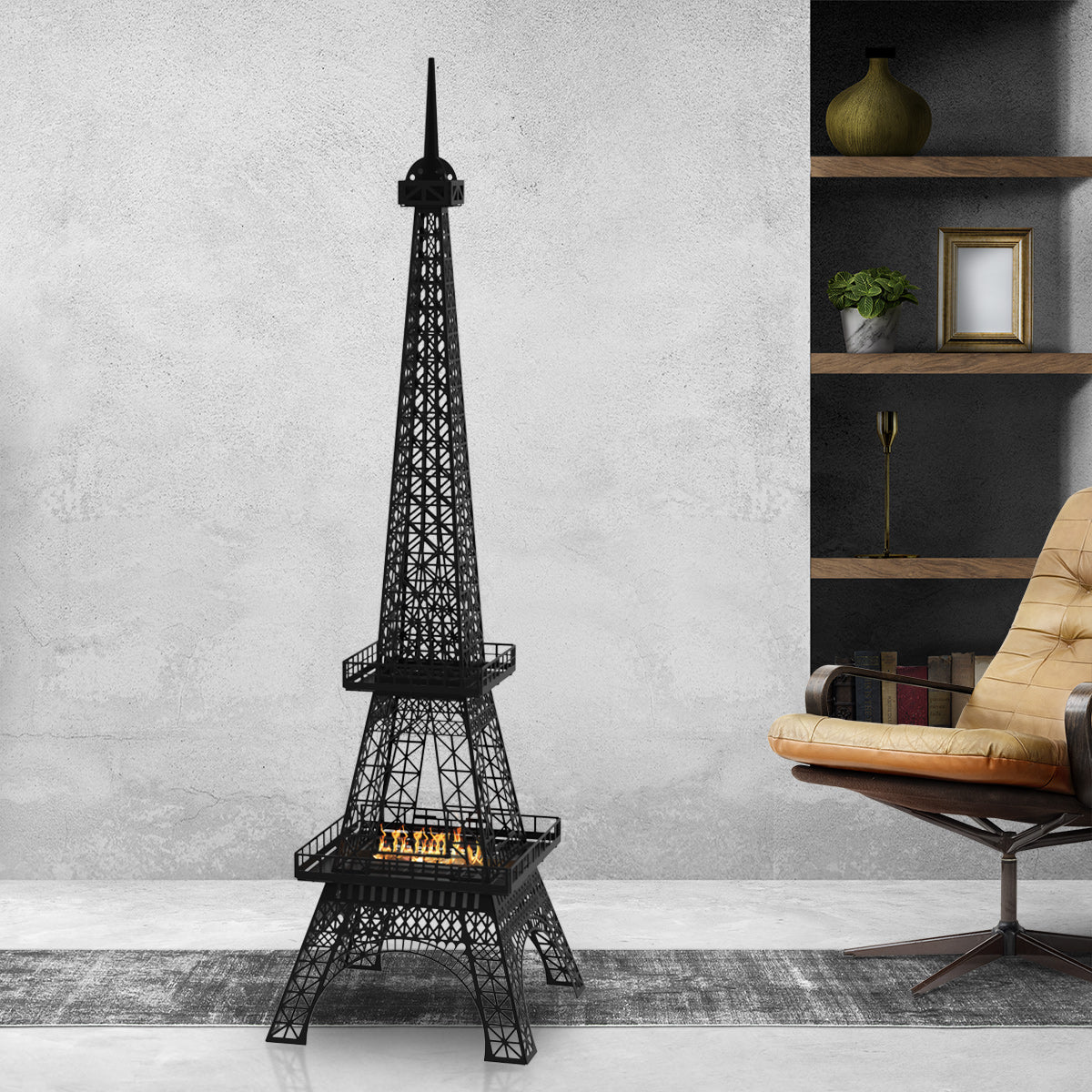 Paris Eyfel Kulesi Bacasız Şömine Metal 140CM