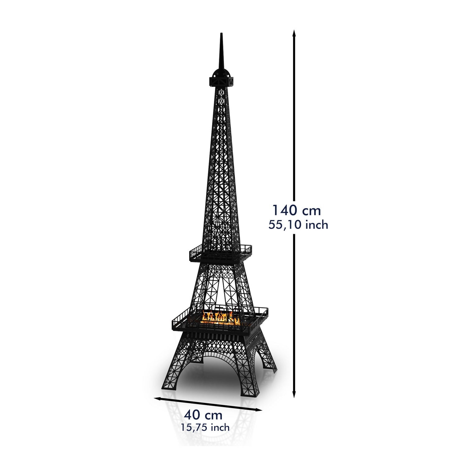 Paris Eyfel Kulesi Bacasız Şömine Metal 140CM