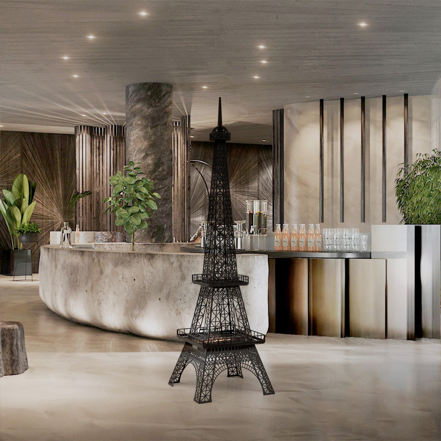 Paris Eyfel Kulesi Bacasız Şömine Metal 140CM