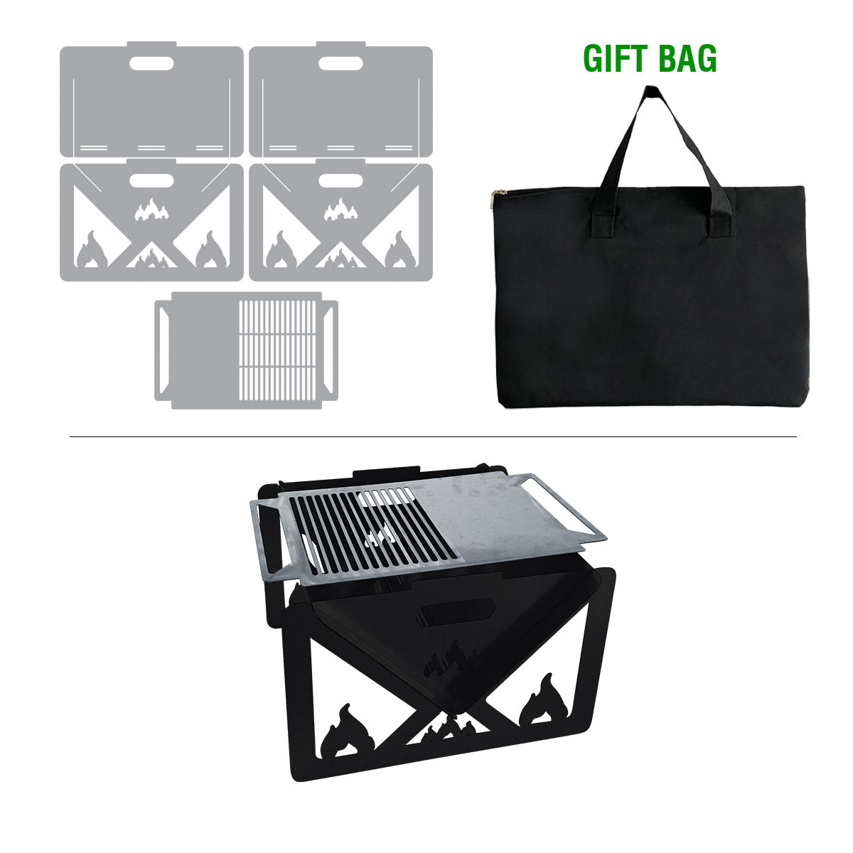 WiseGrill Portatif Taşınabilir Metal Mangal WG2 Çantalı