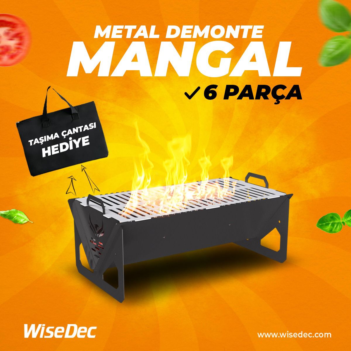 WiseDec WiseGrill V7 Taşınabilir Çantalı Metal Mangal