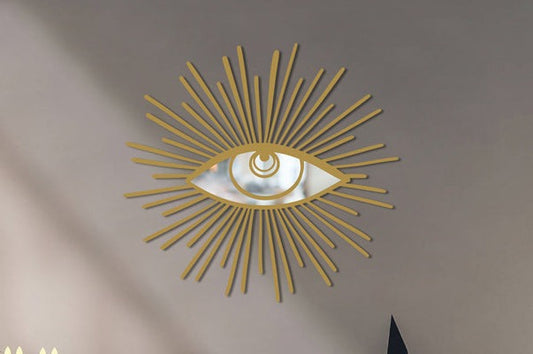 Merror Tanrı Gözü Ayna Metal Duvar Tablosu