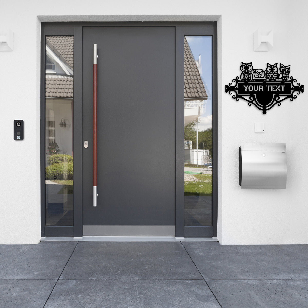 Kişiye Özel Baykuş V2 Metal Kapı İsimlik