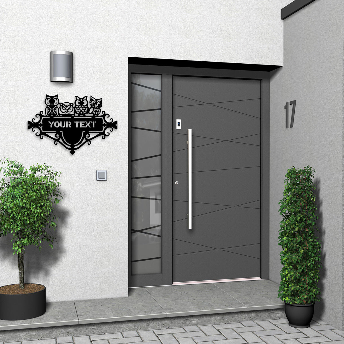 Kişiye Özel Baykuş V2 Metal Kapı İsimlik