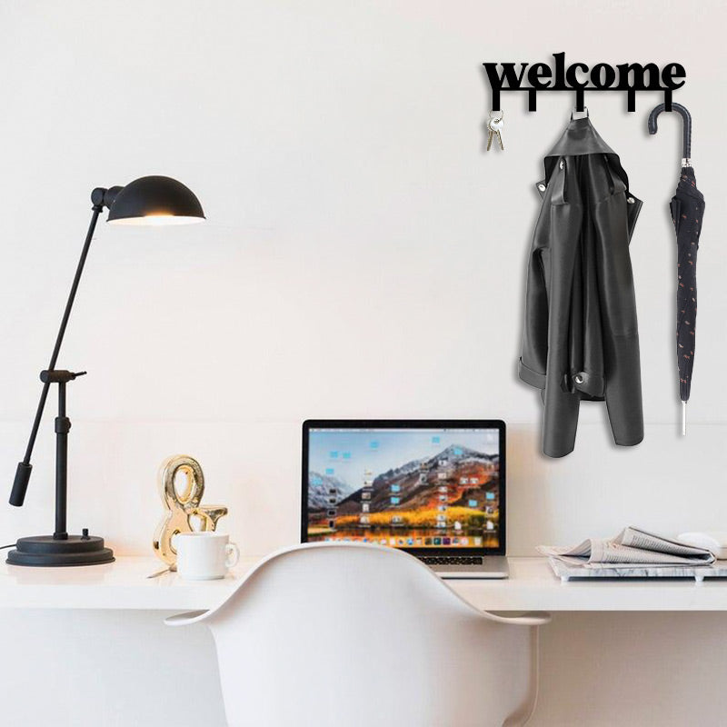 Welcome Metal Wall Hanger Coat Rack