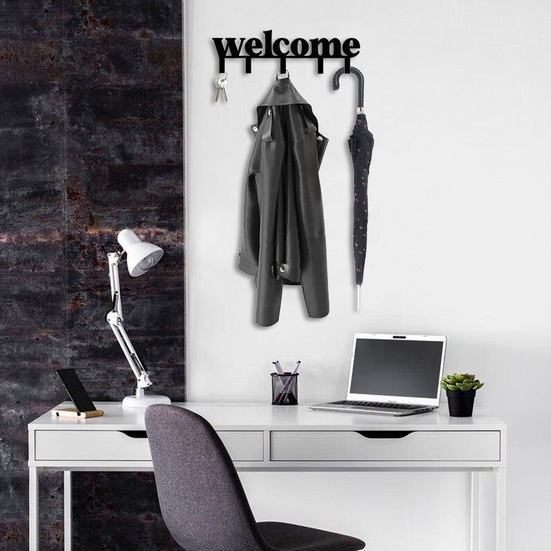 Welcome Metal Wall Hanger Coat Rack