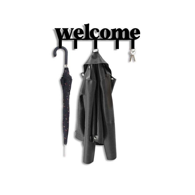 Welcome Metal Wall Hanger Coat Rack