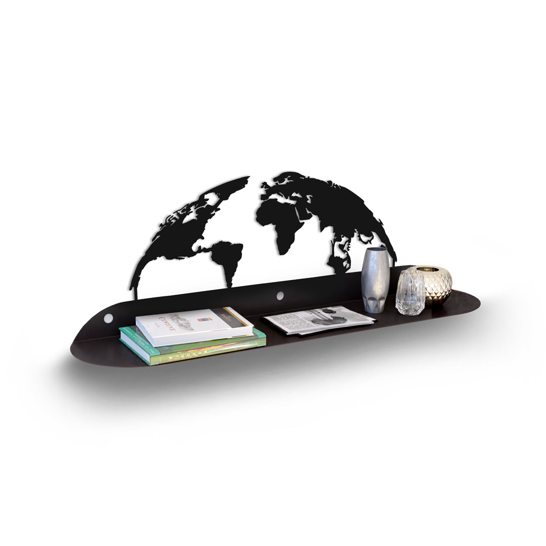 World Map Modern Metal Wall Shelf