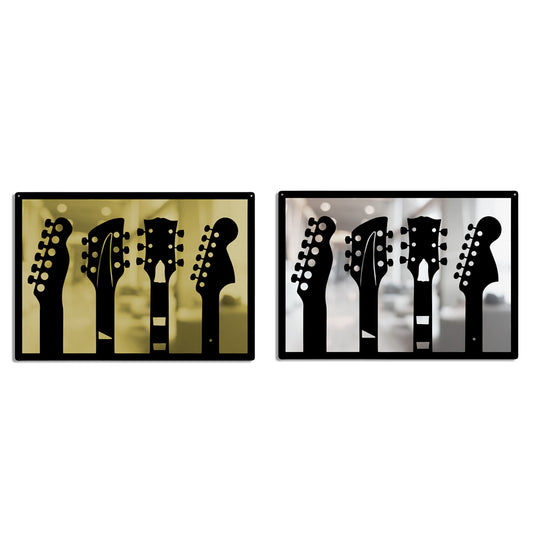 Aynalı Gitar Metal Duvar Sanatı