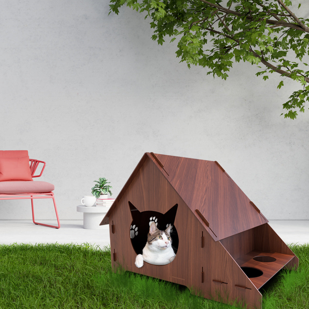WiseDec Wooden Cat House