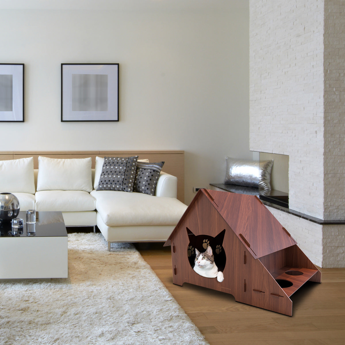 WiseDec Wooden Cat House