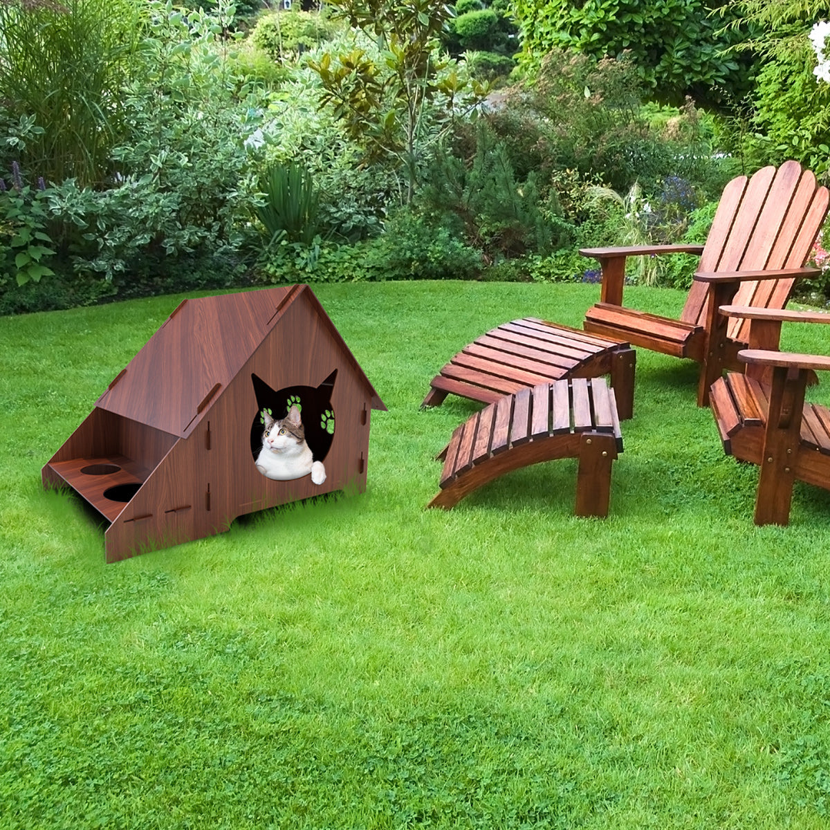 WiseDec Wooden Cat House