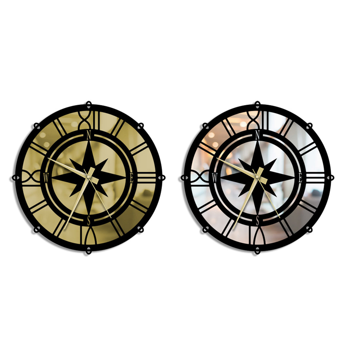Compass Metal Wall Clock Merror