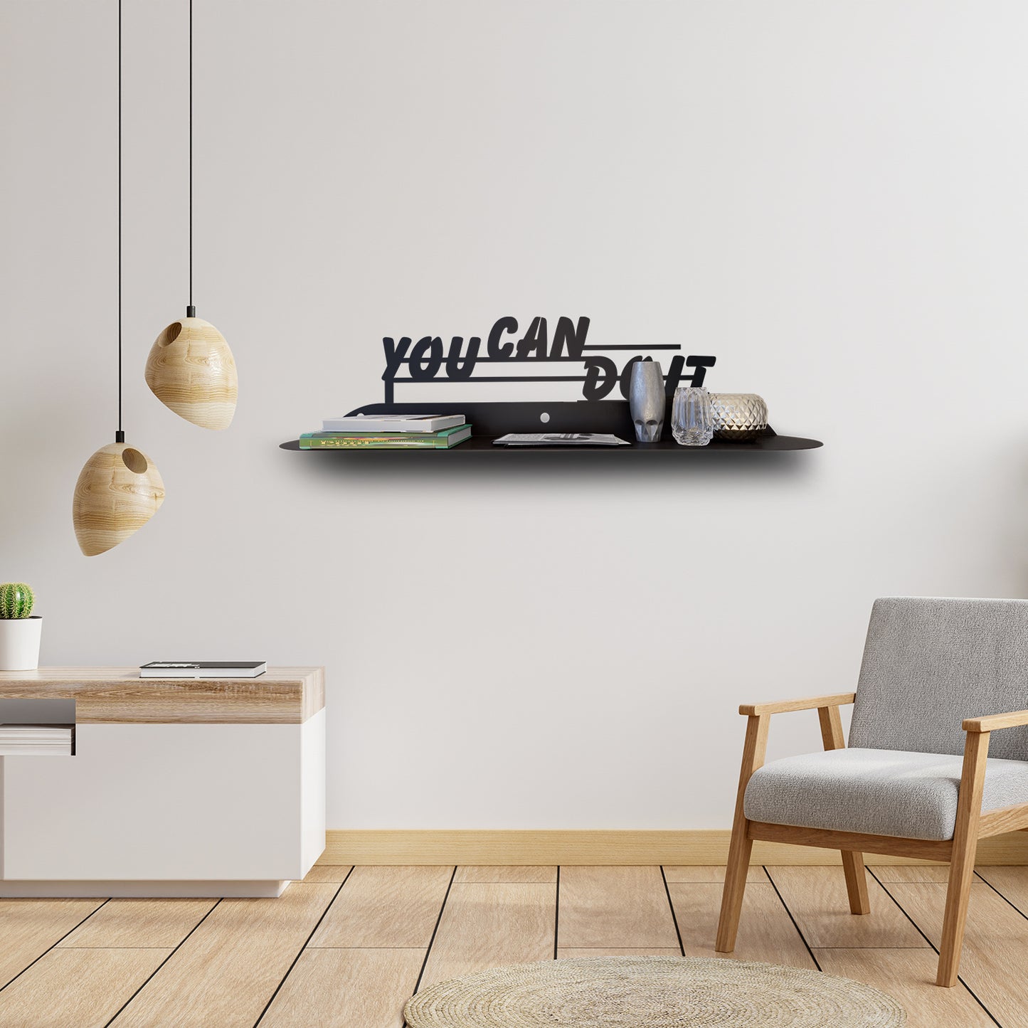 You Can Do It Modern Metal Wall Shelf
