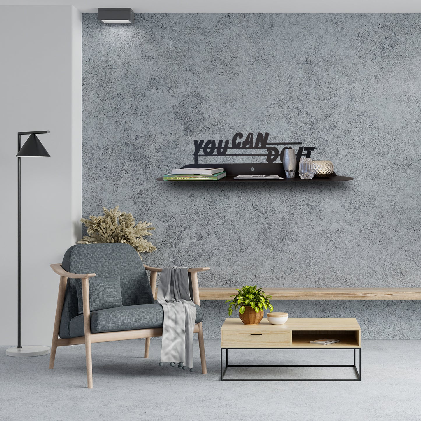 You Can Do It Modern Metal Wall Shelf