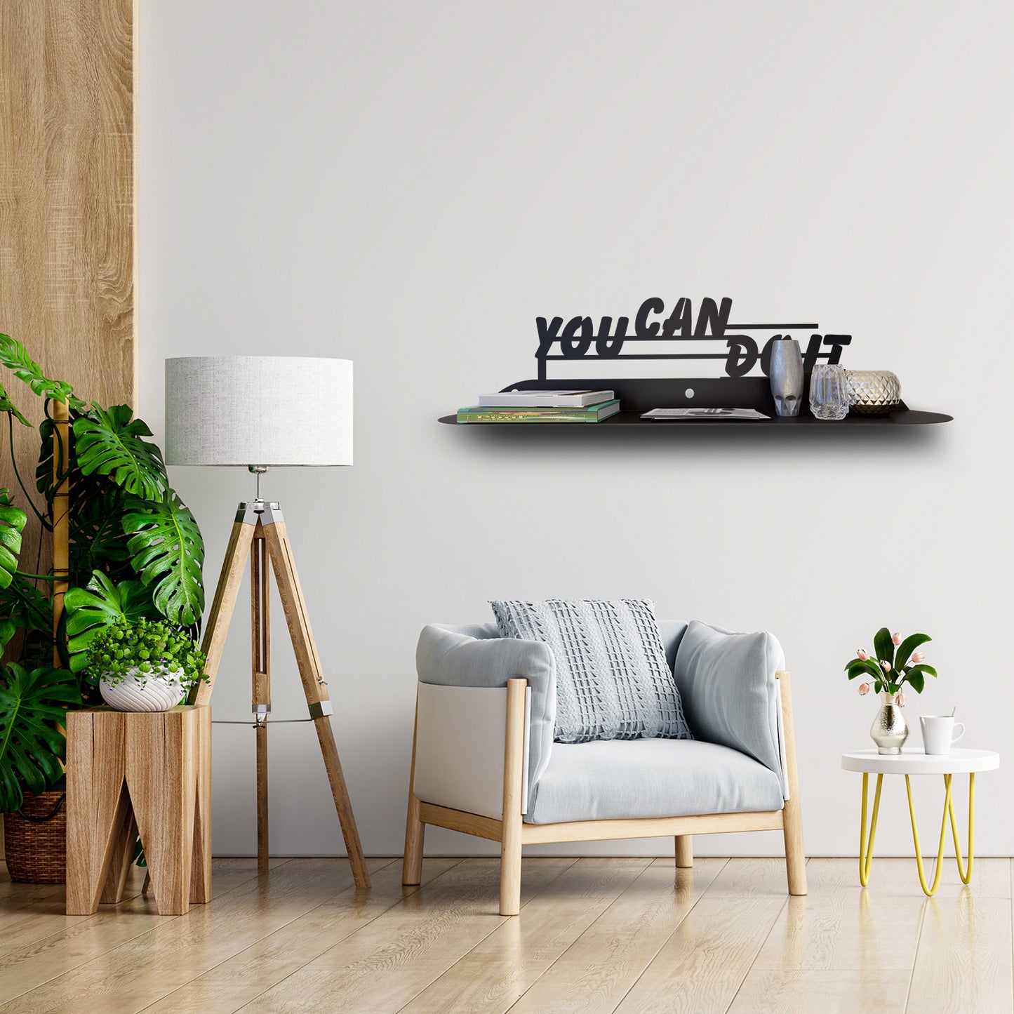 You Can Do It Modern Metal Wall Shelf