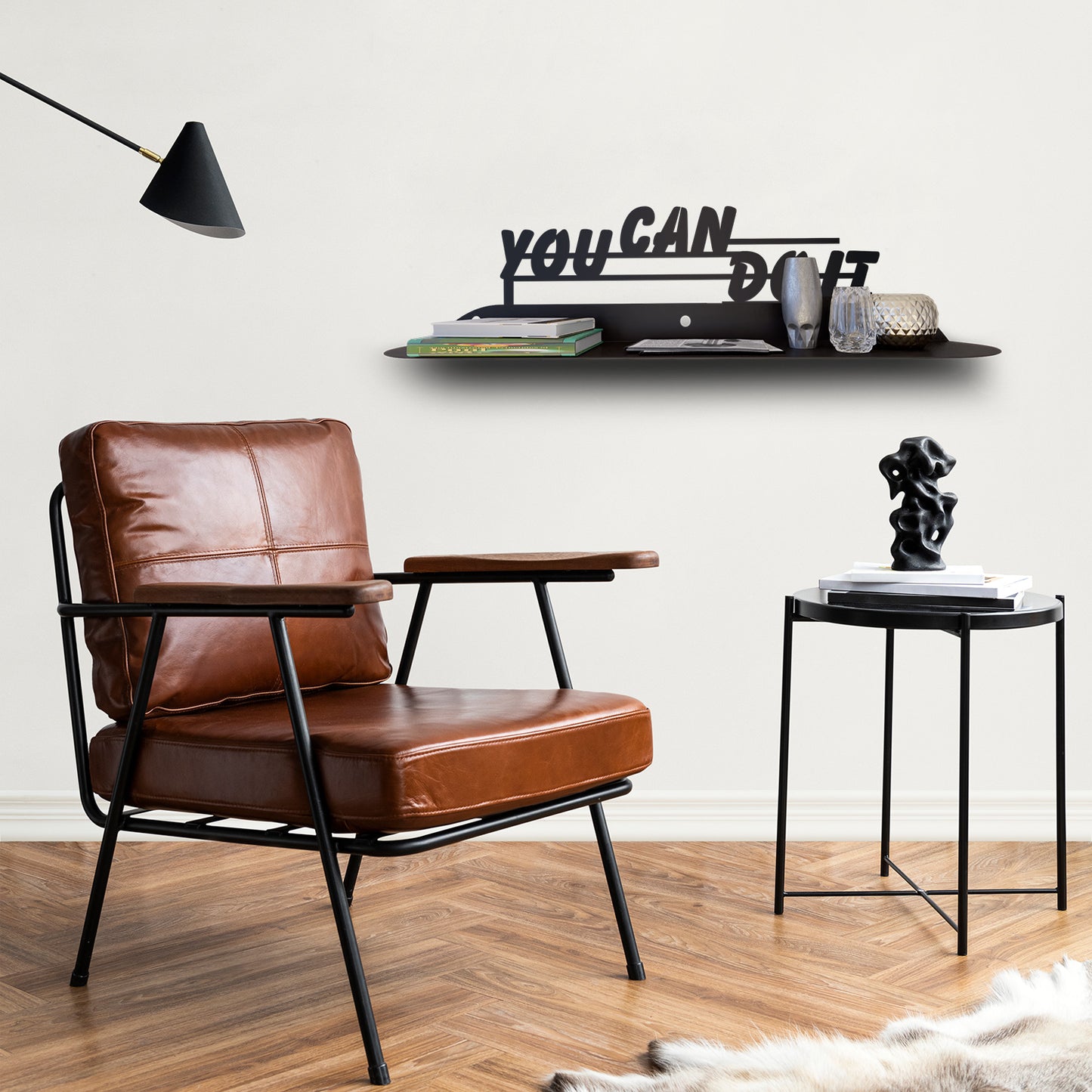 You Can Do It Modern Metal Wall Shelf