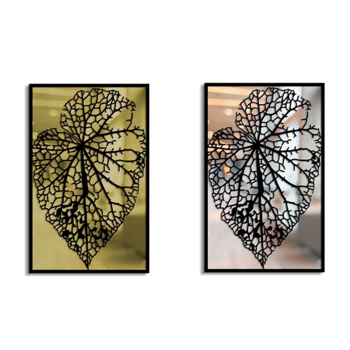 Merror Patterned Leaf Metal Wall Art