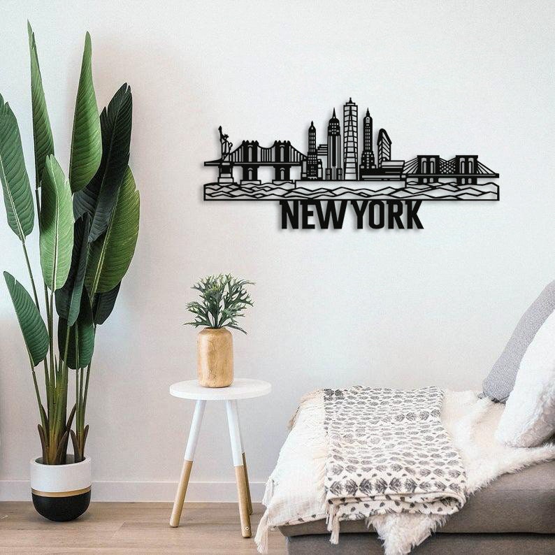 New York Şehri Metal Duvar Sanatı