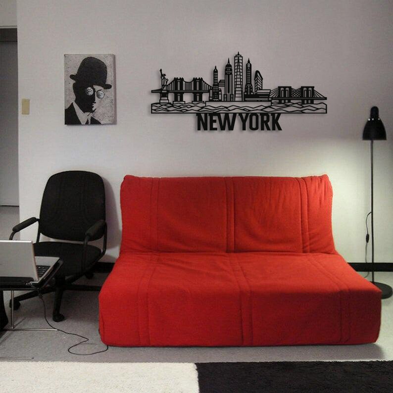New York Şehri Metal Duvar Sanatı