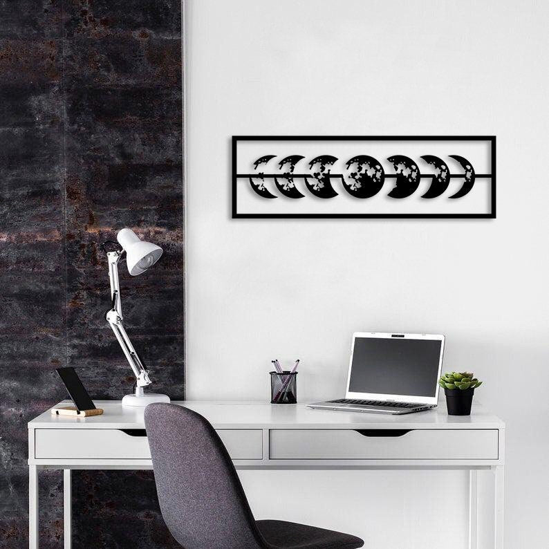 Moon Phases Metal Painting
