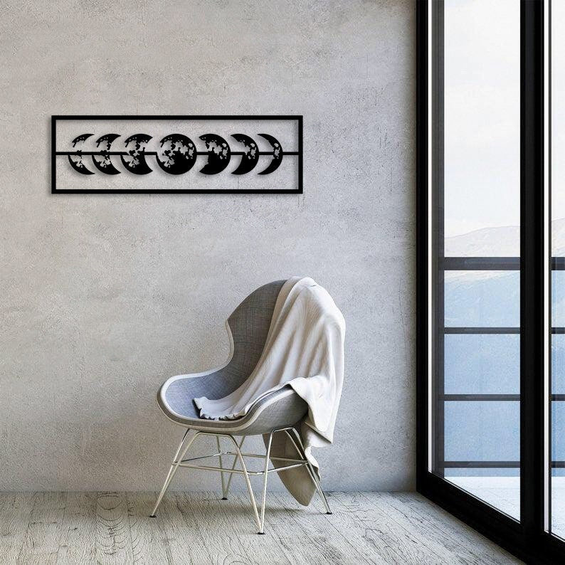 Moon Phases Metal Painting