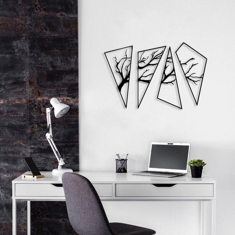 Puzzle Agaç Metal Duvar Tablosu