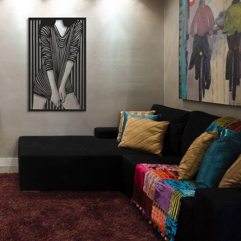 Women Merror Metal Wall Painting