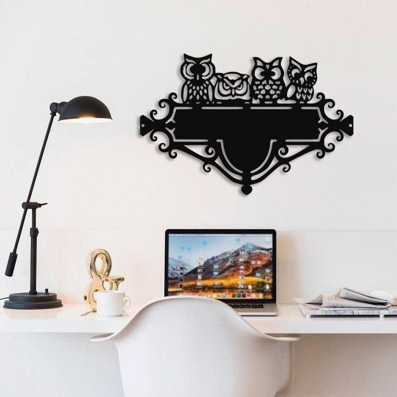 Personalized Owl Metal Door Nameplate