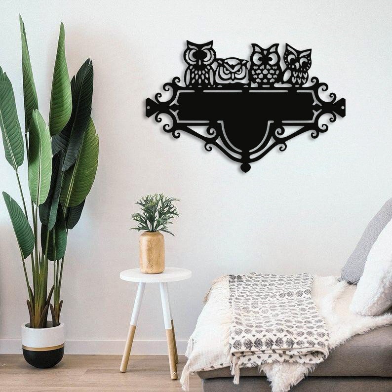 Personalized Owl Metal Door Nameplate
