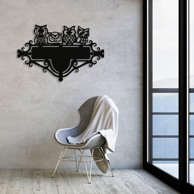 Personalized Owl Metal Door Nameplate