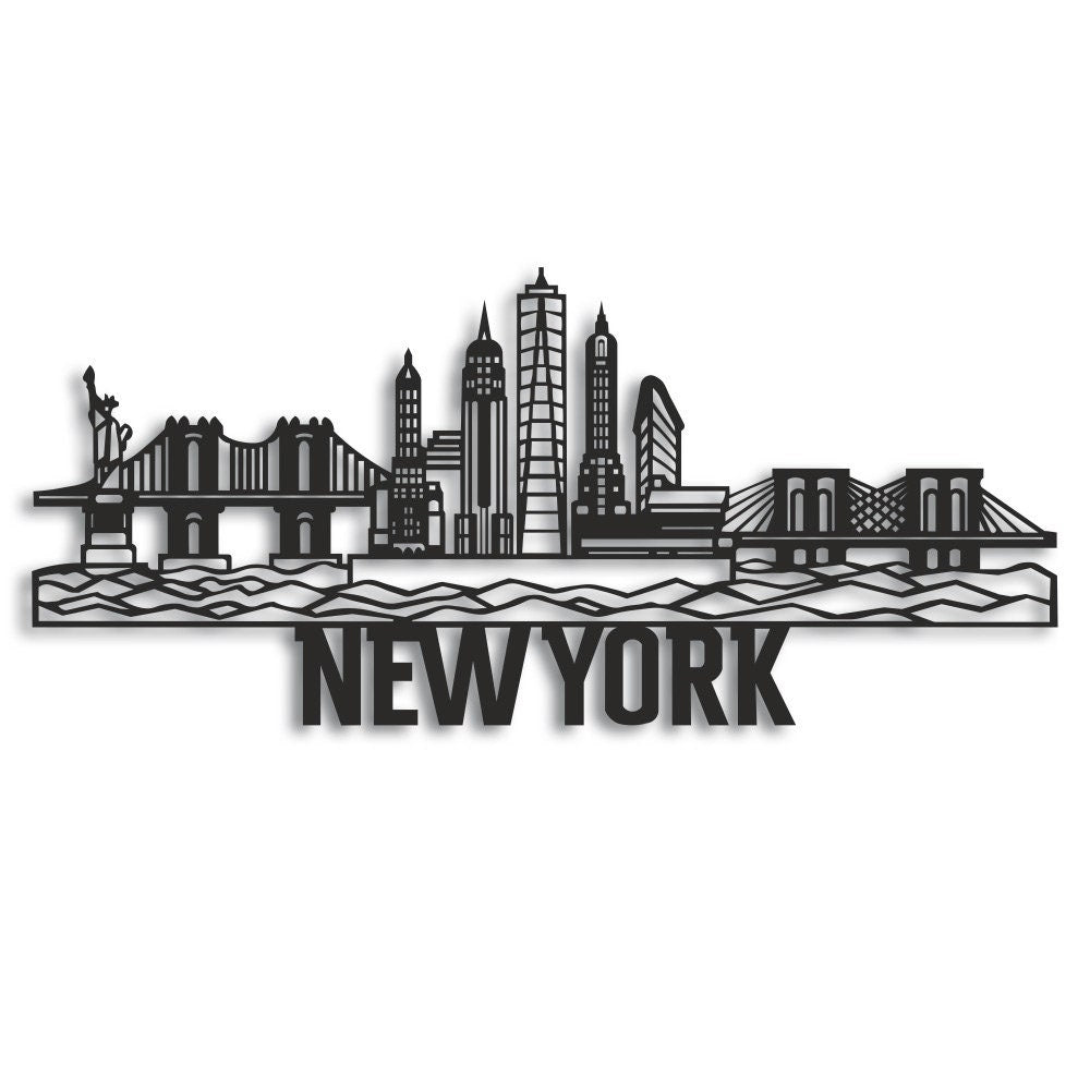 New York Şehri Metal Duvar Sanatı