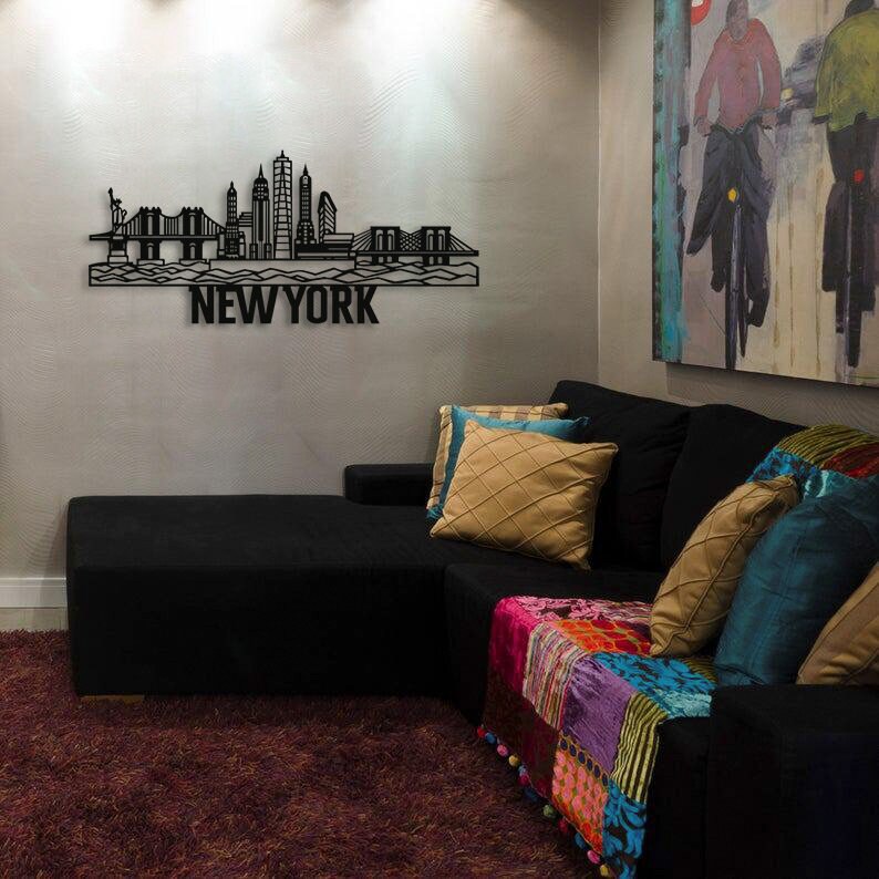 New York Şehri Metal Duvar Sanatı