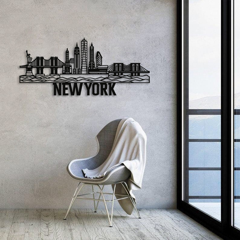 New York Şehri Metal Duvar Sanatı