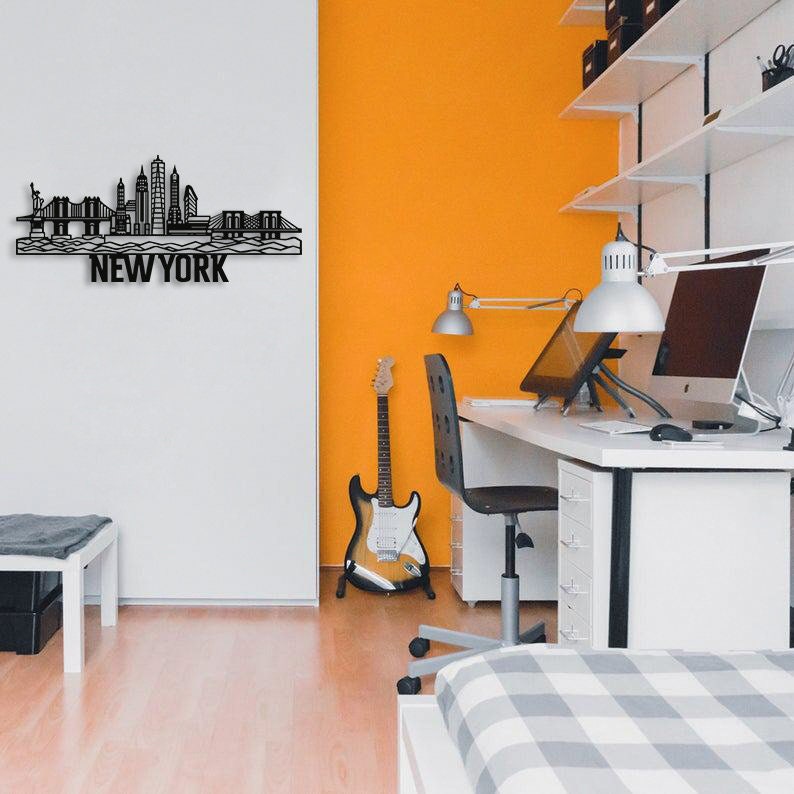 New York Şehri Metal Duvar Sanatı