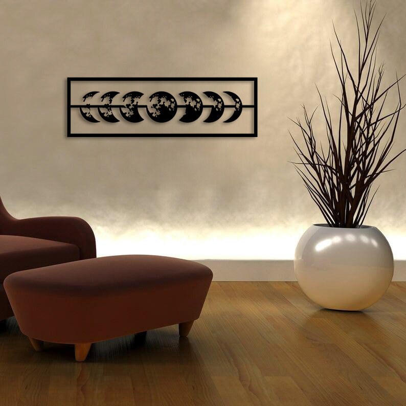 Moon Phases Metal Painting