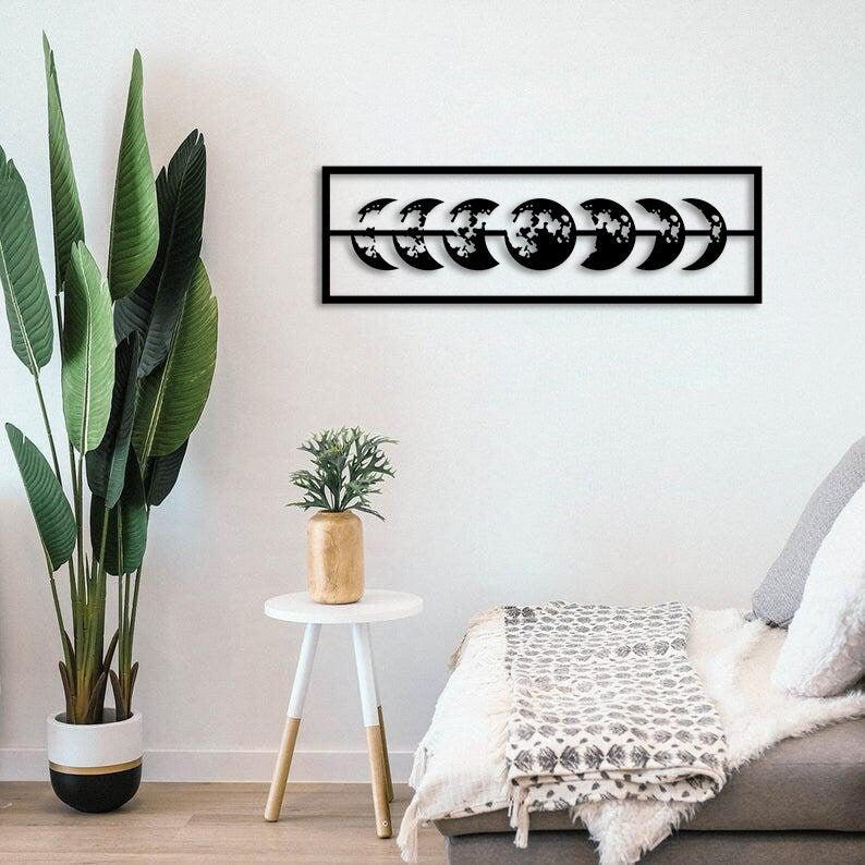 Moon Phases Metal Painting