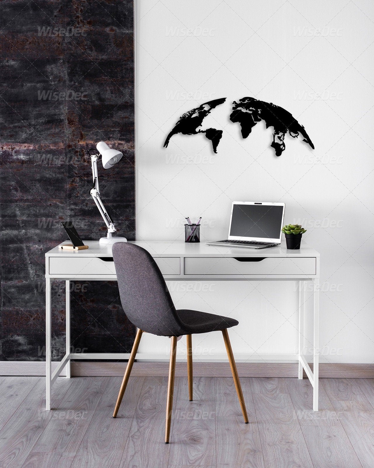 Half World Map Metal Painting