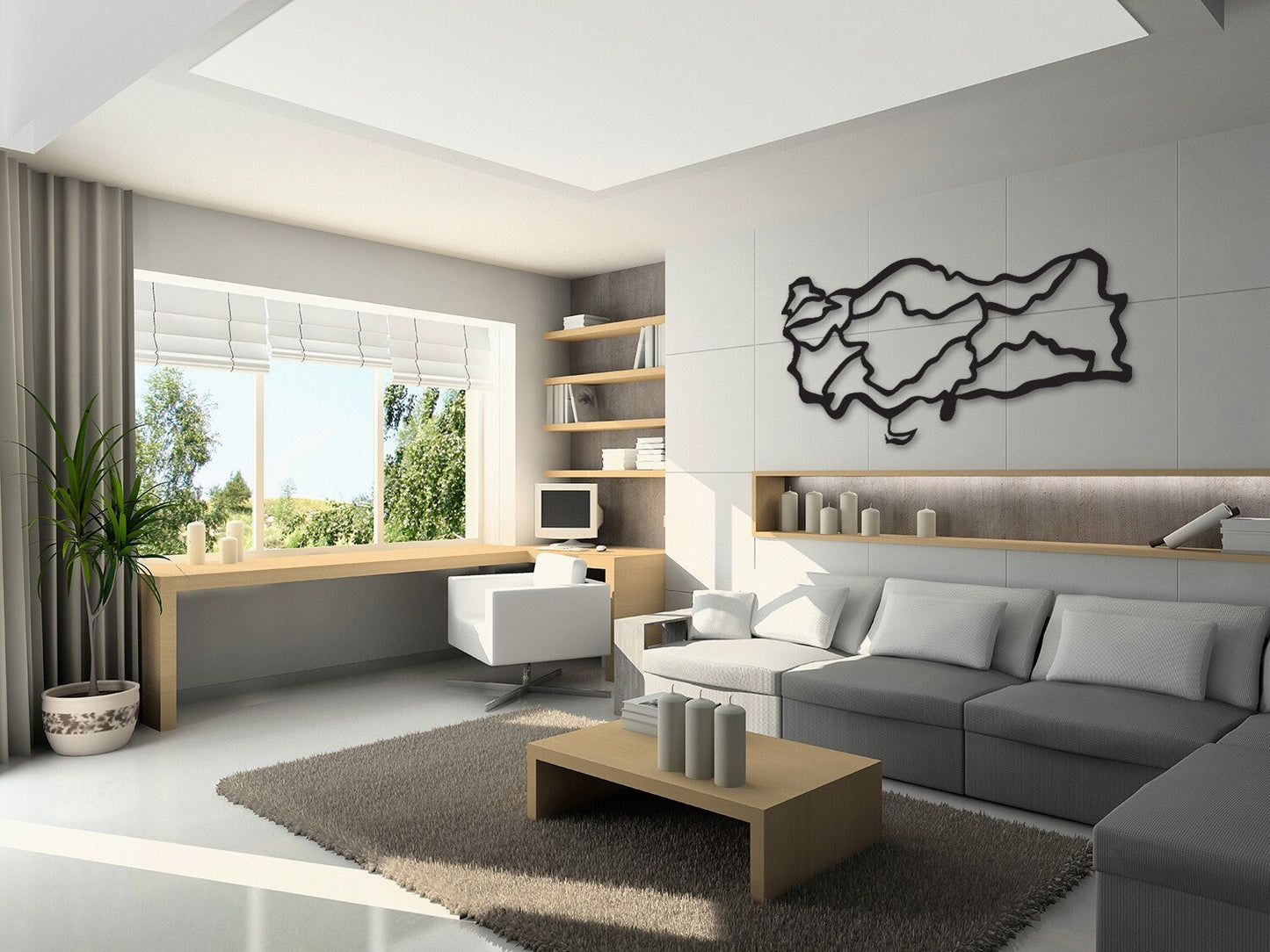 Türkiye Haritası Metal Duvar Tablosu