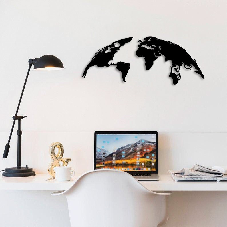 Half World Map Metal Painting