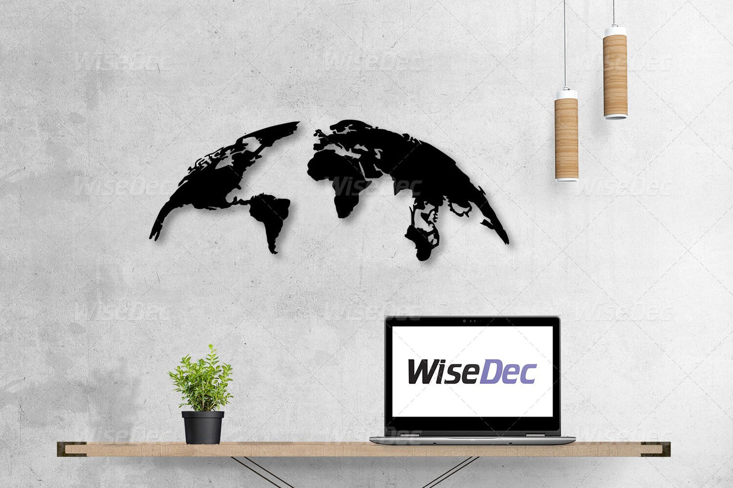 Half World Map Metal Painting