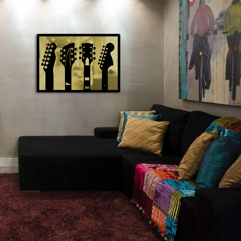 Mirrored Guitar Metal Wall Art