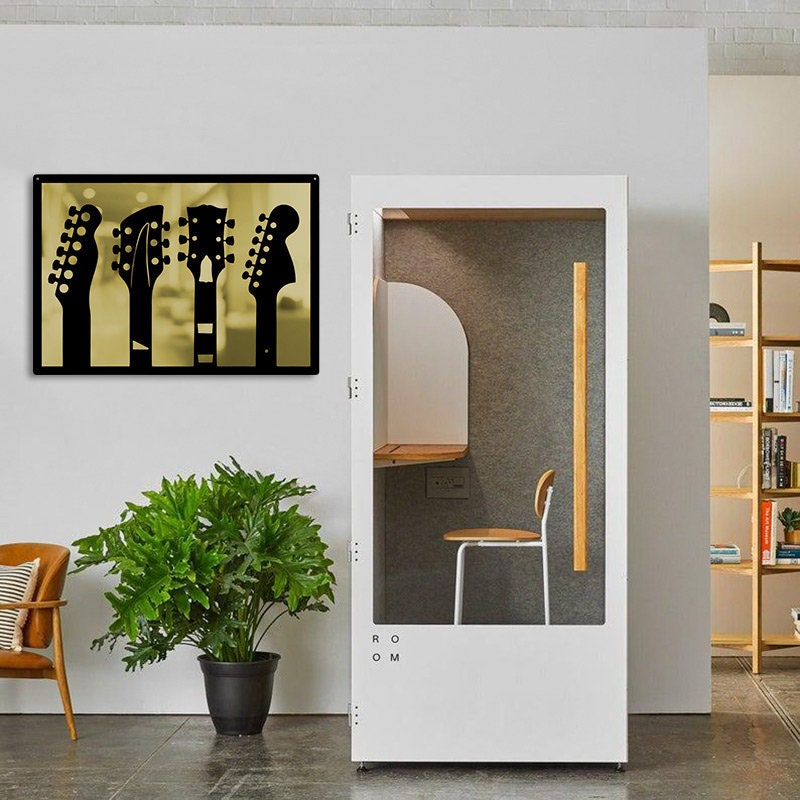Mirrored Guitar Metal Wall Art