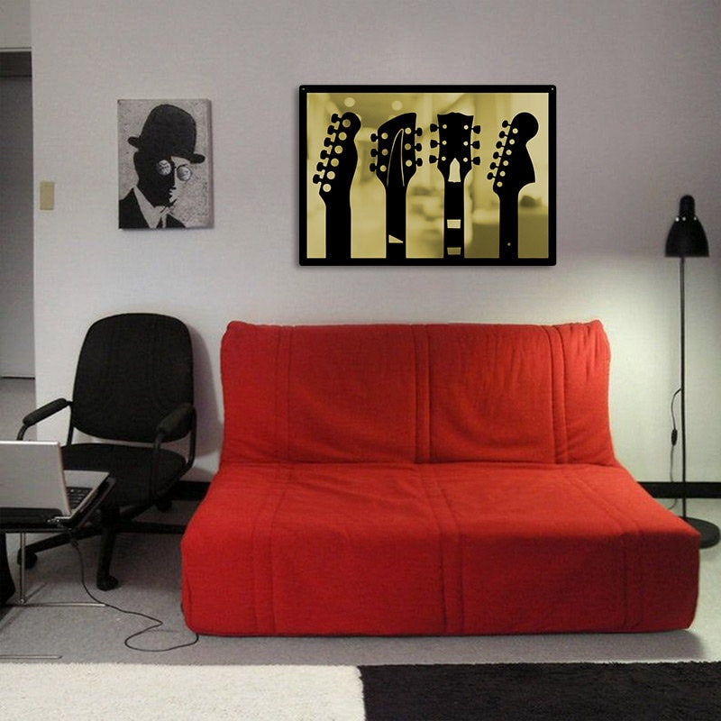 Mirrored Guitar Metal Wall Art