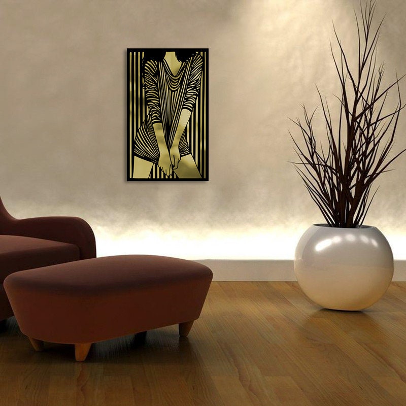 Women Merror Metal Wall Painting