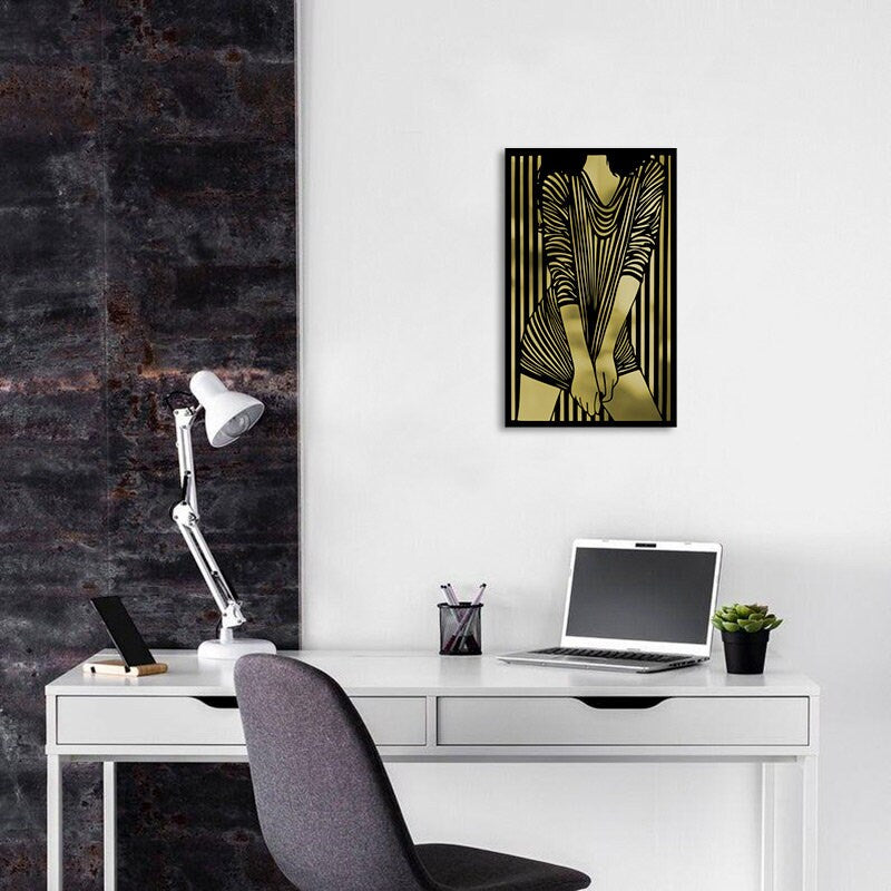 Women Merror Metal Wall Painting
