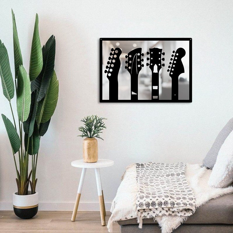 Mirrored Guitar Metal Wall Art