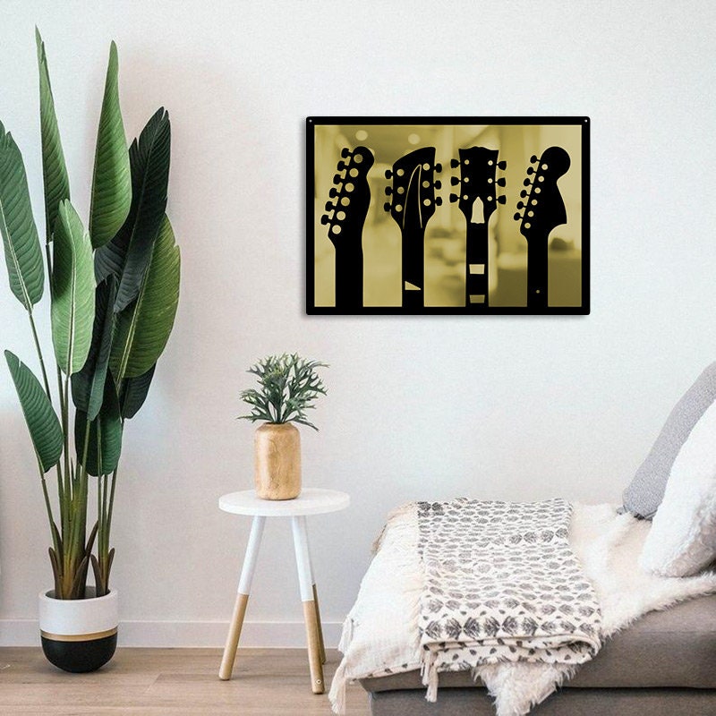 Mirrored Guitar Metal Wall Art